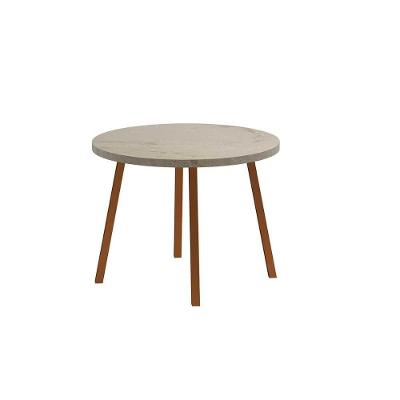 Mesa para Cozinha Stellar 1599 Aço c/Tampo Madeirado Redondo 100cm Petra/Rose - Carraro