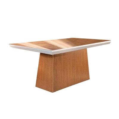 Mesa p/ Cozinha Luna c/ Tampo 180x90cm Flex Madeirado Vidro Canto Curvo - Imbuia/Ripado 3D/Off White - Rufato