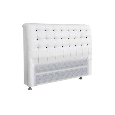 Painel de Cama Box Estofada Queen Queen Dama Plus Courano Branco/Preto - Simbal