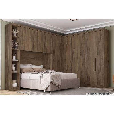 Modulado de Quarto Armário Cantoneira Rizon/Linea c/ 4 Prateleiras Cumaru - Novo Horizonte