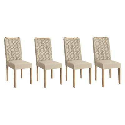Cadeira Sala de Jantar 2CAD157EA Kit 4 Un Eucalipto/Linho Bege A019 - Kappesberg
