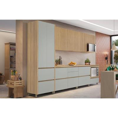 Cozinha Completa Rainha Gourmet 7 Peças (3 Aéreos + 1 Paneleiro + 3 Balcões) C6P37 Nature/Verde - Nesher