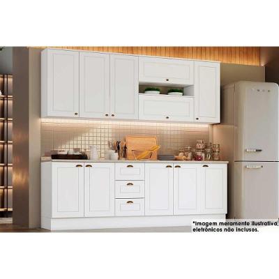 Cozinha Completa Americana 10 Peças (4 Armários + 3 Balcões + 3 Complementos ) C5P31 Branco - Henn