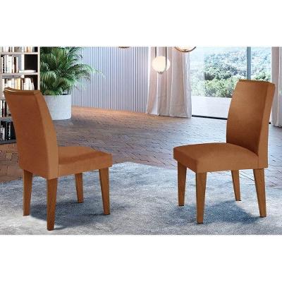 Cadeira Sala de Jantar Lunara Kit 2 Un Imbuia/Veludo Creme - Rufato