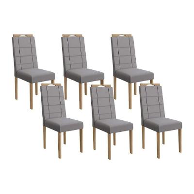 Cadeira Sala de Jantar 2CAD150EA Kit 6 Un Eucalipto/Suede Cinza Titanio A050 - Kappesberg