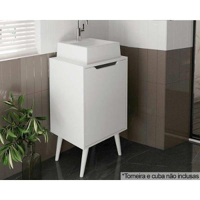 Gabinete de Banheiro c/Pés BN3641 s/ Cuba 1 Porta 45cm Branco - Tecno Mobili