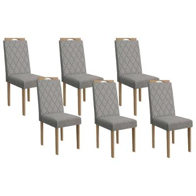 Cadeira Sala de Jantar 2CAD153EA Kit 6 Un Eucalipto/Cinza Mesclado A031 - Kappesberg