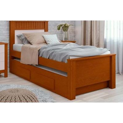 Cama Solteiro Athenas c/ 2 Gavetas e Auxiliar Frassino/Off White - Lopas