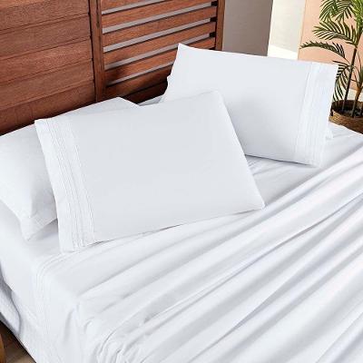 Jogo De Lençol Aria Casal 4 Peças Micropercal 200 Fios Suave Detalhe Bordado - Branco Neve