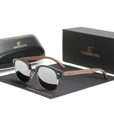 Óculos De Sol Polarizados Artesanal Retro Kingseven Madeira