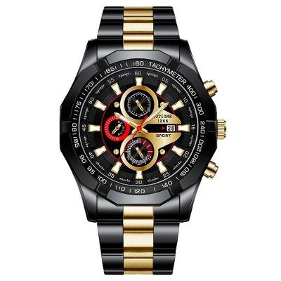 Relógio De Pulso De Quartzo De Aço Inoxidável Masculino, Luxo, Esportes Preto