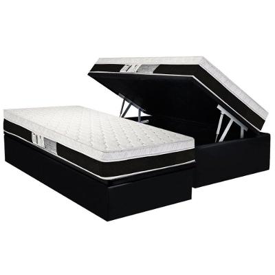 Conjunto Box Baú Solteiro: Colchão Molas Luckspuma Ensacadas Roma + Base CRC Suede Black (88x188)