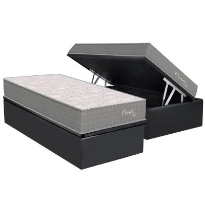 Conjunto Box Baú Solteiro: Colchão Molas Orthoflex Ensacadas Orvieto New + Base CRC Suede Gray (88x188)