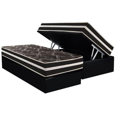 Conjunto Box Baú Solteiro: Colchão Espuma Paropas D28 / Master AG80 Black Double Face 25 + Base CRC Suede Black (88x188)