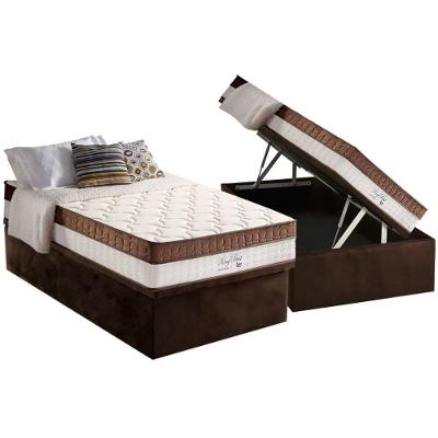Conjunto Box Baú Solteiro: Colchão Molas D Angelis Anjos Ensacadas King Best Brown + Base CRC Suede Brown (88x188)