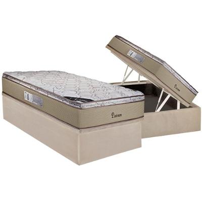 Conjunto Box Baú Solteiro: Colchão Molas Luckspuma Ensacadas Platinum New + Base CRC Suede Clean (88x188)