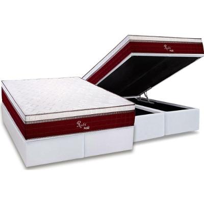 Conjunto Box Baú Queen: Colchão Molas Polar Ensacadas Rubi + Base CRC Courano White (158x198)