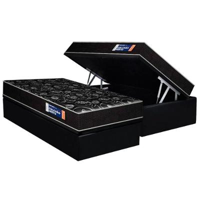 Conjunto Box Baú Solteiro: Colchão Espuma Plumatex D28 IsoPluma + Base CRC Suede Black(88x188)