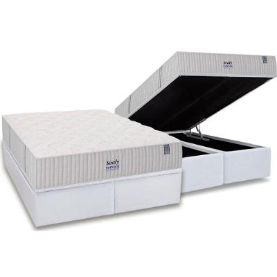 Conjunto Box Baú Queen: Colchão Molas Sealy Ensacadas Phoenix + Base CRC Courano White (158x198)