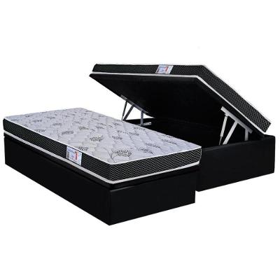 Conjunto Box Baú Solteiro: Colchão Espuma Orthoflex D20 ComfortPedic + Base CRC Suede Black (88x188)