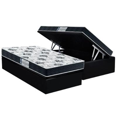 Conjunto Box Baú Solteiro: Colchão Espuma Probel D28 ProDormir Advanced Black + Base CRC Suede Black(88X188)