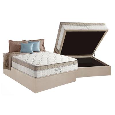 Conjunto Box Baú Casal: Colchão Espuma Anjos Molas Ensacadas MasterPocket King Best Clean + Base CRC Suede Clean(138x188)