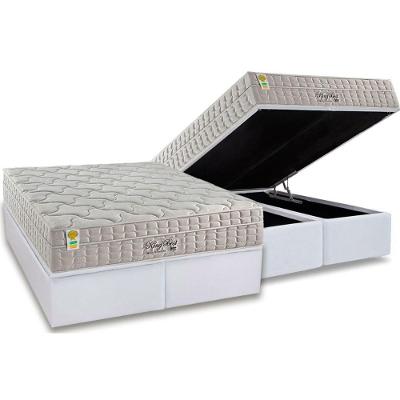 Conjunto Box Baú Queen: Colchão Espuma Anjos Molas Ensacadas MasterPocket King Best New + Base CRC Courano White(158x198)
