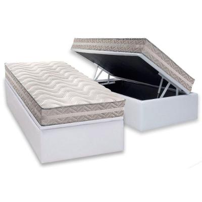 Conjunto Box Baú Solteiro: Colchão Espuma Paropas D28 / Master AG80 Prata Double Face 17 + Base CRC Courano White (88x188)