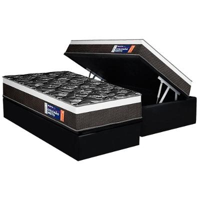 Cama Box Baú Solteiro: Colchão Anatômico Plumatex D33 / Selectus + Base CRC Suede Black(88x188)