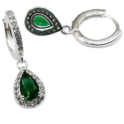 Brinco Argola Com Pingente Ponto De Luz Gota Colorido Prata 925