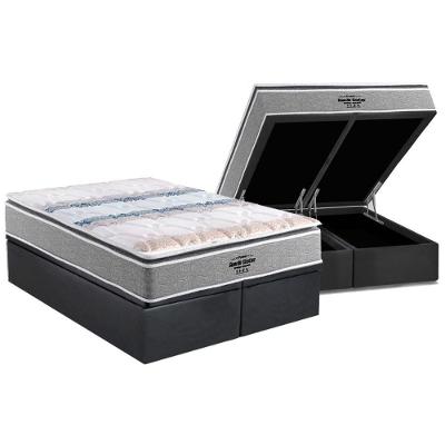 Cama Box Baú King: Colchão Anatômico Probel Compact AG 65 / D33 / Guarda Costas Extreme Resistence + Base CRC Suede Gray(193x203)