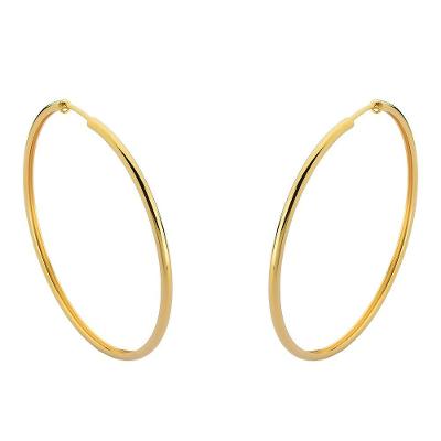 Brinco Argola Básica Tubo Feminina Banhada A Ouro 18k