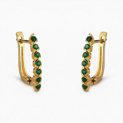 Brinco Argola Retangulares Com Pedras Zircônia Banhado A Ouro 18k