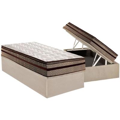 Conjunto Box Baú Solteiro: Colchão Espuma Paropas D28 / Anatômico Orthomedic Gold Plus Rústico Clean + Base CRC Suede Clean (88x188)