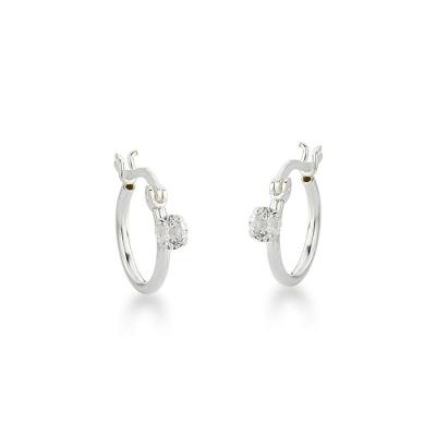 Brinco Argola Com Ponto De Luz Redondo Prata 925