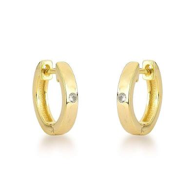 Brinco Argola Unissex Ponto De Luz 1,4cm Banhado A Ouro 18k