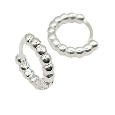 Brinco Argola Click Bolinhas Prata 925