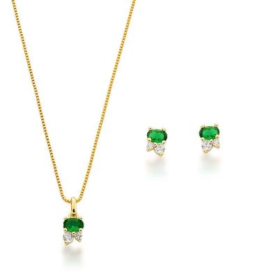Conjunto Colar E Brincos Delicado Banhado A Ouro 18k