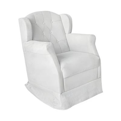 Poltrona Amamentação Balanço Confortável Puff Pétala Corino Cor:branco