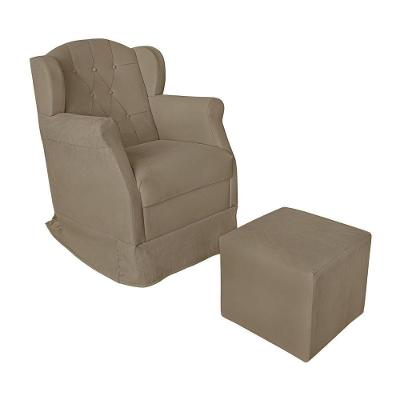 Poltrona Amamentação Balanço Confortável Puff Pétala Suede Cor:bege Escuro