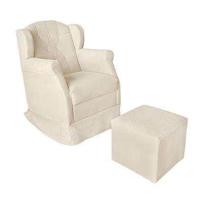 Poltrona Amamentação Balanço Confortável Puff Pétala Suede Cor:bege
