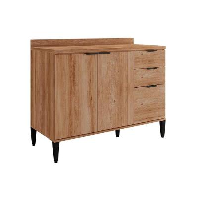Balcão de Cozinha Alpha 2506 3 Portas e 2 Gavetas c/ Tampo 120cm Freijo/Off White - Carraro