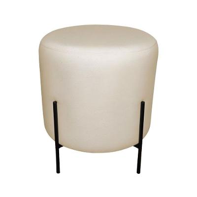 Puff Decorativo Redondo Para Sala Pés De Ferro Isa Bege Base Pés:preto;tecido:veludo