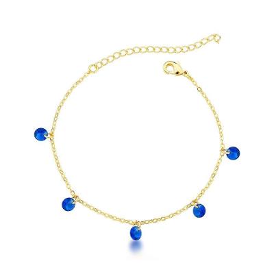 Pulseira Minimalista Pontos De Luz Azul Banhada A Ouro 18k