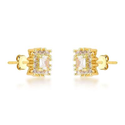 Brinco Quadrado Ponto De Luz Atraktiva Banhado A Ouro 18k
