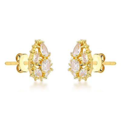 Brinco Gota Zirconias Banhado A Ouro 18k