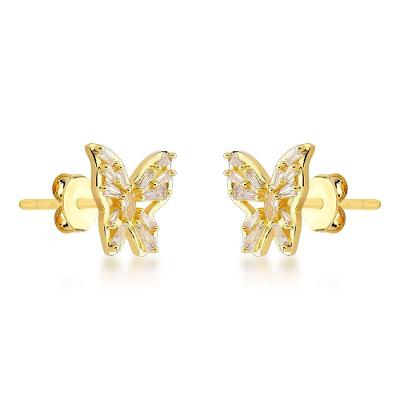 Brinco Borboleta Brilhante Atraktiva Banhada A Ouro 18k
