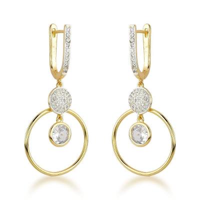 Brincos Com Argola Dupla E Esferas De Zircônia Cintilantes - Banhados A Ouro 18k