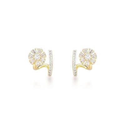 Brincos Flor De Zircônia Banhados Em Ouro 18k - Delicadeza E Brilho