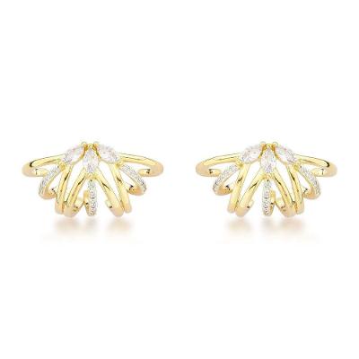 Brincos Luxuosos Com Zircônias Brilhantes E Design Exclusivo Banhados A Ouro 18k Banhado A Prata